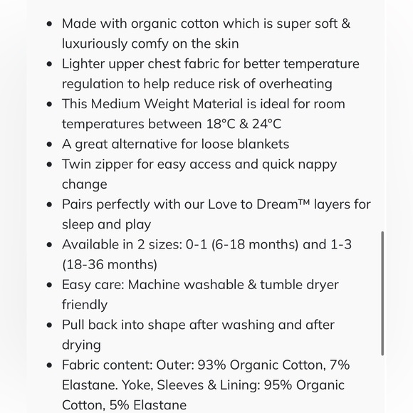 NWT The Love To Dream™ Organic Sleep Bag in doves grey - Picture 8 of 8